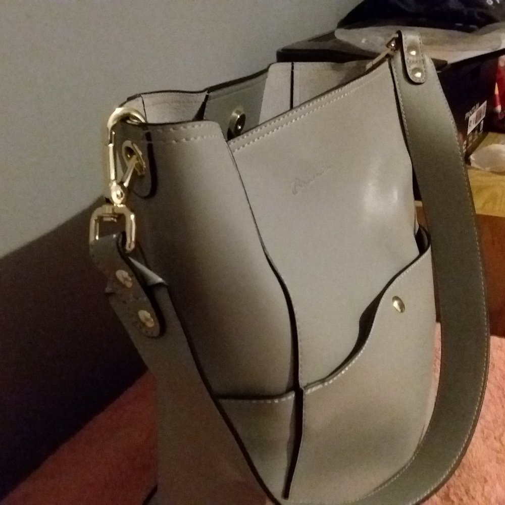 BOSTANTEN  Leather Bucket bag in grey color